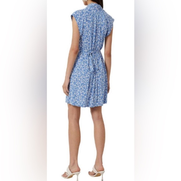 French Connection Overhang Sleeve Geo Grid V-neck Bruna Jersey A-line Mini Dress - Picture 5 of 8